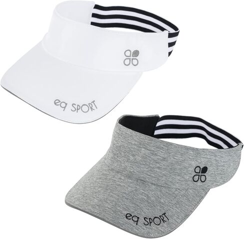 أقنعة خفيفة الوزن من EQ SPORT للنساء والرجال، قبعة واقية من الشمس للجري والجولف والتنس والركض والشاطئ والمشي لمسافات طويلة (1 أبيض، 1 رمادي) in Kuwait