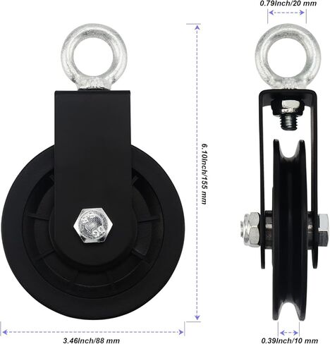MAHIONG 4 قطع 3.54 بوصة عجلة بكرة كابل الصالة الرياضية مع 4 أشرطة تعليق و4 خطاف كبس، عجلة جر تدور 360 درجة قابلة للفصل بشكل سلس، نظام بكرة رفع بكرة كتلة للرافعات، مشاريع منزلية ذاتية الصنع in Kuwait