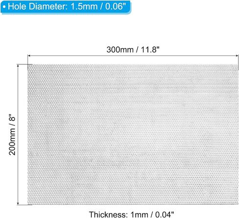 PATIKIL 11.8" x 8" 304 Stainless Steel Perforated Sheet, 0.06" Hole 19GA Expanded Metal Mesh Plate Screen Decorative Meshes for Ventilation Grill Smoking in Saudi Arabia