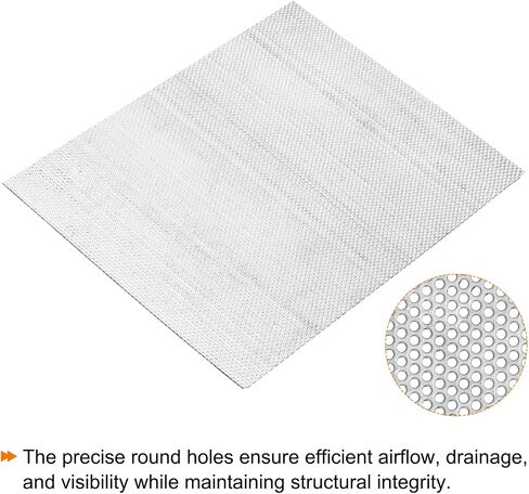 PATIKIL 11.8" x 8" 304 Stainless Steel Perforated Sheet, 0.06" Hole 19GA Expanded Metal Mesh Plate Screen Decorative Meshes for Ventilation Grill Smoking in Saudi Arabia