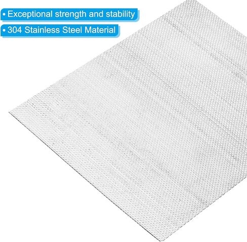 PATIKIL 11.8" x 8" 304 Stainless Steel Perforated Sheet, 0.06" Hole 19GA Expanded Metal Mesh Plate Screen Decorative Meshes for Ventilation Grill Smoking in Saudi Arabia