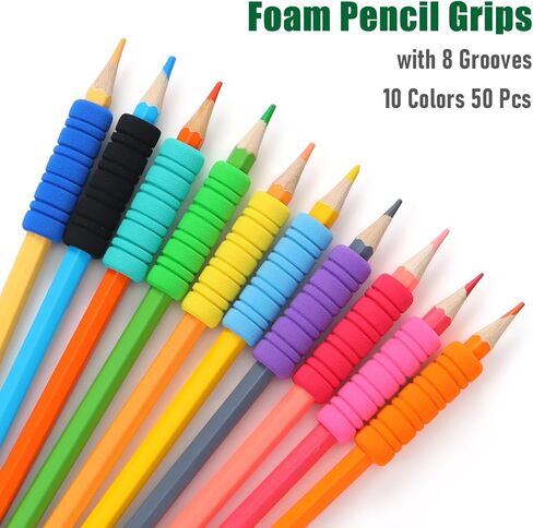 50 قطعة من مقابض أقلام الرصاص الإسفنجية من أوستيد مكونة من 11 حلقة للكتابة اليدوية للأطفال والكبار، مقابض حامل أقلام رصاص 10 ألوان لتخفيف الأصابع، وسادة حامل أقلام رصاص ميكانيكية in Kuwait