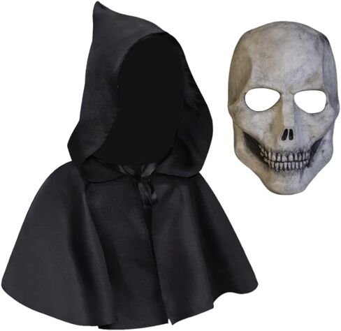 قناع شبح نداء الواجب من LIANGLIDE، قناع شبح، غطاء وجه من اللاتكس لرعب الهالوين مع عباءة كيب لحفلات الهالوين التنكرية والديكورات in Kuwait