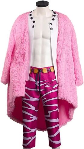 FAHKOM Donquixote Doflamingo Cosplay Costume Coat Doflamingo Costume Outfit Jacket Pink Uniform Halloween Men in Saudi Arabia