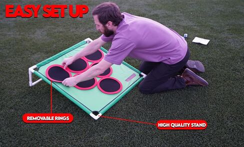 Golf Pong™ - ألعاب ممتعة في الفناء، وألعاب في الفناء الخلفي للشباب، والآباء، والآباء، ولاعبي الغولف. لعبة جولف كاجوال في المنزل، هدية مثالية للجولف للرجال. سهلة التجميع، مجموعة ألعاب حصيرة الهدف المدمجة in Kuwait