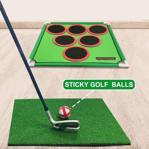 Golf Pong™ - ألعاب ممتعة في الفناء، وألعاب في الفناء الخلفي للشباب، والآباء، والآباء، ولاعبي الغولف. لعبة جولف كاجوال في المنزل، هدية مثالية للجولف للرجال. سهلة التجميع، مجموعة ألعاب حصيرة الهدف المدمجة in Kuwait