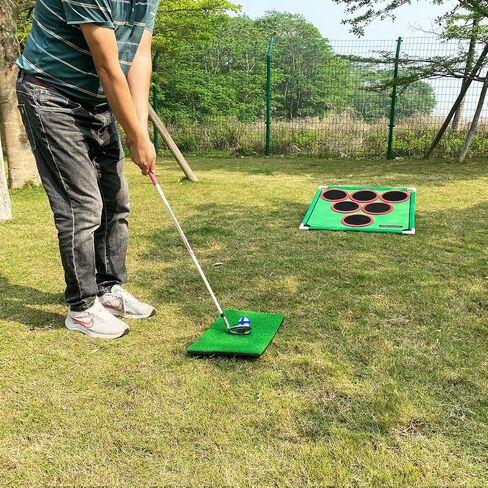 Golf Pong™ - ألعاب ممتعة في الفناء، وألعاب في الفناء الخلفي للشباب، والآباء، والآباء، ولاعبي الغولف. لعبة جولف كاجوال في المنزل، هدية مثالية للجولف للرجال. سهلة التجميع، مجموعة ألعاب حصيرة الهدف المدمجة in Kuwait