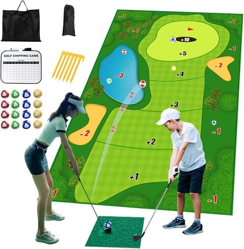 Chipping Golf Game Mat Indoor Outdoor Golf Game Training Mat for Adults and Family Kids Play Equipment Stick Chip Golf Set Backyard Game in Kuwait