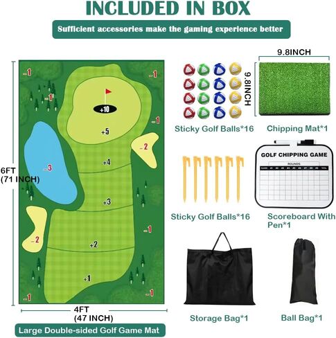 Chipping Golf Game Mat Indoor Outdoor Golf Game Training Mat for Adults and Family Kids Play Equipment Stick Chip Golf Set Backyard Game in Kuwait