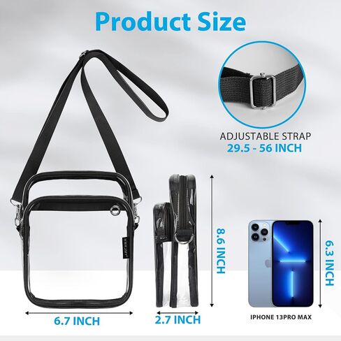 HWKJMY Clear Bag Stadium Approved - Clear Purse with Front Pocket Clear Crossbody Bag for Concerts Festivals Sports Events in Saudi Arabia