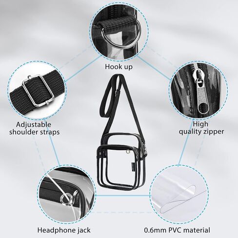 HWKJMY Clear Bag Stadium Approved - Clear Purse with Front Pocket Clear Crossbody Bag for Concerts Festivals Sports Events in Saudi Arabia