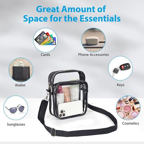 HWKJMY Clear Bag Stadium Approved - Clear Purse with Front Pocket Clear Crossbody Bag for Concerts Festivals Sports Events in Saudi Arabia