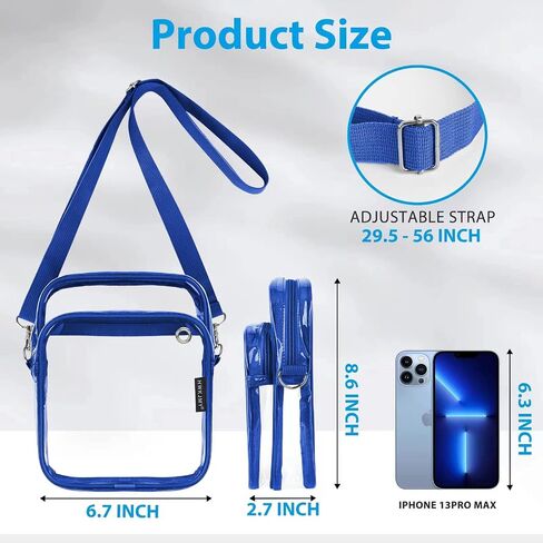 HWKJMY Clear Bag Stadium Approved - Clear Purse with Front Pocket Clear Crossbody Bag for Concerts Festivals Sports Events in Saudi Arabia