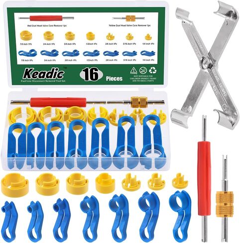 Keadic 17 Pcs Quick Disconnect Tools Kit Contains 2 in 1 Scissor Remover and 1/4" 5/16" 3/8" 1/2" 5/8" 3/4" 7/8" Transmission Oil Cooler Hose Removal, Fuel Line Disconnect Tool for A/C, Heater in Saudi Arabia