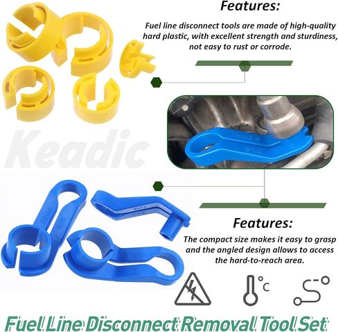 Keadic 17 Pcs Quick Disconnect Tools Kit Contains 2 in 1 Scissor Remover and 1/4" 5/16" 3/8" 1/2" 5/8" 3/4" 7/8" Transmission Oil Cooler Hose Removal, Fuel Line Disconnect Tool for A/C, Heater in Saudi Arabia