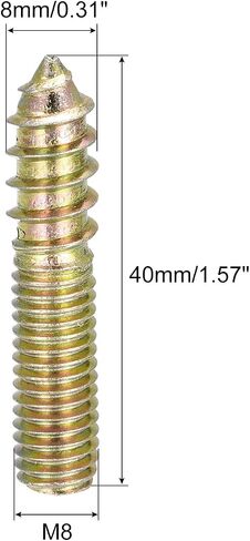 uxcell M8x60mm Hanger Bolts, 8pcs Double Ended Thread Dowel Screws for Wood Furniture in Saudi Arabia