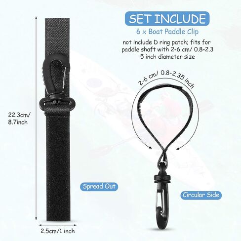 Skylety 6 Pieces Boat Paddle Clip Kayak Paddle Keeper Kayak Paddle Storage Holder Kayak Oar Clip Kayak Canoe Boat Paddle Accessories (Not Include D Ring Patch) in Saudi Arabia