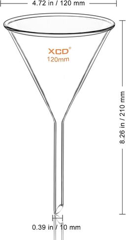 XCD Glass Filter Funnel, 2 Pack Heavy Wall Borosilicate Glass Funnel for Laboratory Accessories, Short Stem 100 mm Diameter, 100 mm Stem Length in Kuwait