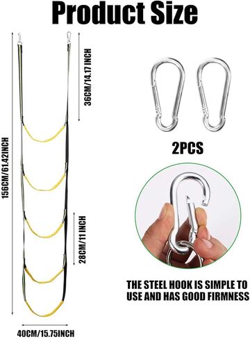 5-Step Hunting Climbing Aider, Lightweight Hunting Climbing Stick Aider Portable Hunting Tree Climbing Rope Ladder Webbing Rope Ladder for Boat Hunting Safety Outdoor Rock Climbing Caving Canyoning in Saudi Arabia