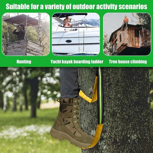 5-Step Hunting Climbing Aider, Lightweight Hunting Climbing Stick Aider Portable Hunting Tree Climbing Rope Ladder Webbing Rope Ladder for Boat Hunting Safety Outdoor Rock Climbing Caving Canyoning in Saudi Arabia