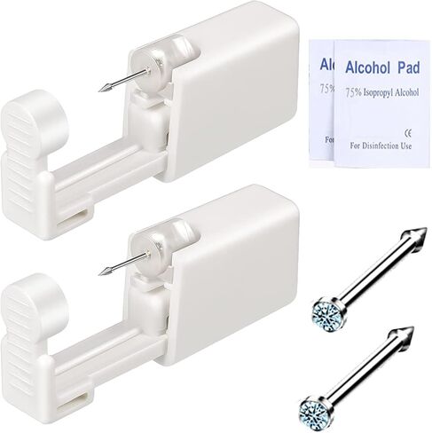 orilace Nose Piercing Kit - 2 Pcs Disposable Nose Piercing Gun Built-in Nose Stud, at Home Self Nose Piercer Kit Easy Use Low Pain for Salon in Saudi Arabia