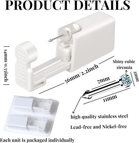 orilace Nose Piercing Kit - 2 Pcs Disposable Nose Piercing Gun Built-in Nose Stud, at Home Self Nose Piercer Kit Easy Use Low Pain for Salon in Saudi Arabia