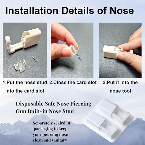 orilace Nose Piercing Kit - 2 Pcs Disposable Nose Piercing Gun Built-in Nose Stud, at Home Self Nose Piercer Kit Easy Use Low Pain for Salon in Saudi Arabia