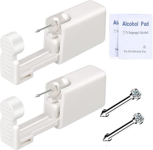 orilace Nose Piercing Kit - 2 Pcs Disposable Nose Piercing Gun Built-in Nose Stud, at Home Self Nose Piercer Kit Easy Use Low Pain for Salon in Saudi Arabia