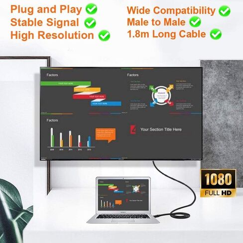 TSUPY USB C to VGA Cable, Type C Adapter VGA Display Cable USB-C(Thunderbolt 3) to VGA Cable 6 ft Compatible for MacBook Pro 2020,Surface Book 2,Galaxy S20 S10 and More USB C Devices in Kuwait