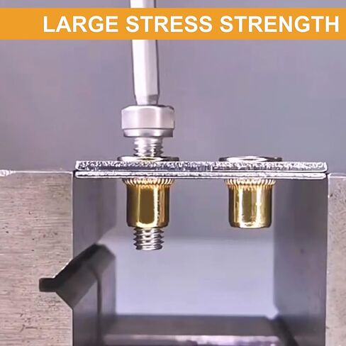 VIGRUE 235 قطعة #6-32#8-32#10-24 1/4"-20 5/16"-18 3/8"-16 1/2-13 مجموعة متنوعة من صواميل برشام UNC من الفولاذ الكربوني، لمسة نهائية مطلية بالزنك الأصفر ، رأس مسطح ملولب إدراج Nutserts متنوعة in Kuwait