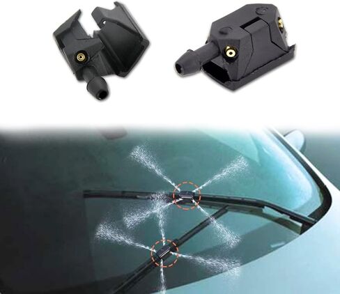 Yonput 2 PCS Car Front Windshield Washer Nozzle Sprayer, Arm-mounted Nozzles, Universal Vehicle Windshield Wiper Replacement (Black) in Kuwait