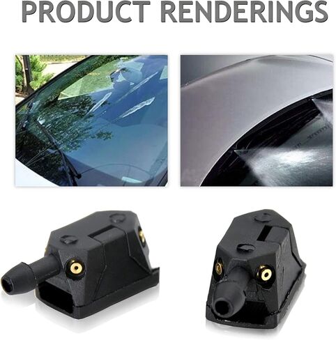 Yonput 2 PCS Car Front Windshield Washer Nozzle Sprayer, Arm-mounted Nozzles, Universal Vehicle Windshield Wiper Replacement (Black) in Kuwait