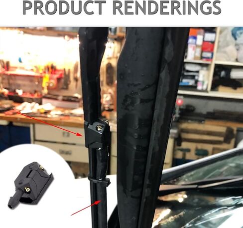 Yonput 2 PCS Car Front Windshield Washer Nozzle Sprayer, Arm-mounted Nozzles, Universal Vehicle Windshield Wiper Replacement (Black) in Kuwait