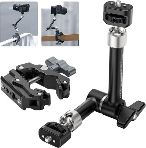 ULANZI R011a ذراع سحري للكاميرا بمشبك فائق - ذراع سحري للاحتكاك مفصلي قابل للتعديل مقاس 10 بوصة مع خيط عالمي 1/4 بوصة و3/8 بوصة وخيط تثبيت فائق 1/4 بوصة لإضاءة LED/ميكروفون/جهاز فيديو in Kuwait