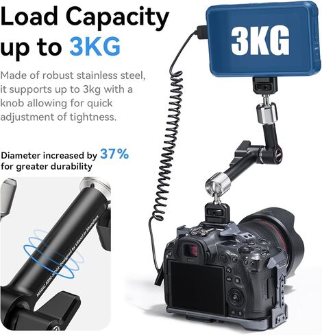 ULANZI R011a ذراع سحري للكاميرا بمشبك فائق - ذراع سحري للاحتكاك مفصلي قابل للتعديل مقاس 10 بوصة مع خيط عالمي 1/4 بوصة و3/8 بوصة وخيط تثبيت فائق 1/4 بوصة لإضاءة LED/ميكروفون/جهاز فيديو in Kuwait