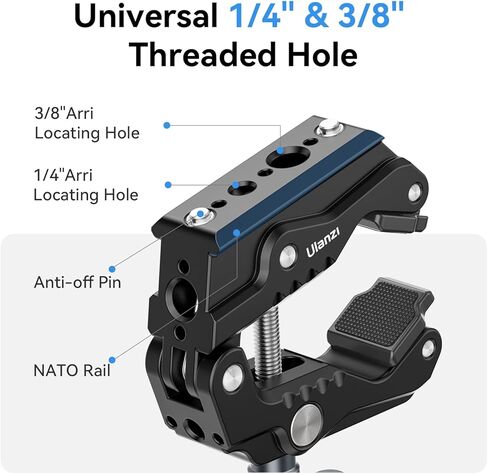 ULANZI R011a ذراع سحري للكاميرا بمشبك فائق - ذراع سحري للاحتكاك مفصلي قابل للتعديل مقاس 10 بوصة مع خيط عالمي 1/4 بوصة و3/8 بوصة وخيط تثبيت فائق 1/4 بوصة لإضاءة LED/ميكروفون/جهاز فيديو in Kuwait