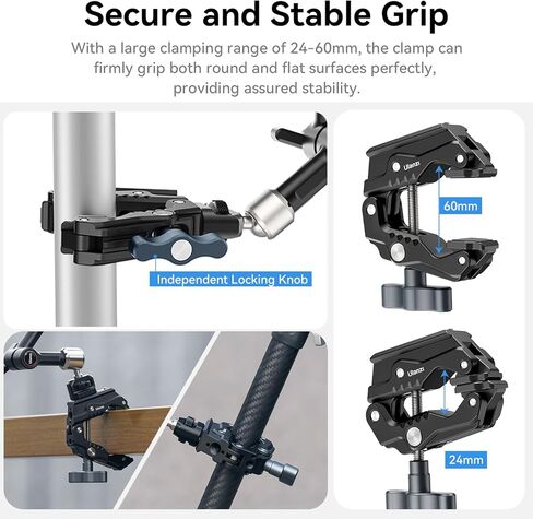 ULANZI R011a ذراع سحري للكاميرا بمشبك فائق - ذراع سحري للاحتكاك مفصلي قابل للتعديل مقاس 10 بوصة مع خيط عالمي 1/4 بوصة و3/8 بوصة وخيط تثبيت فائق 1/4 بوصة لإضاءة LED/ميكروفون/جهاز فيديو in Kuwait