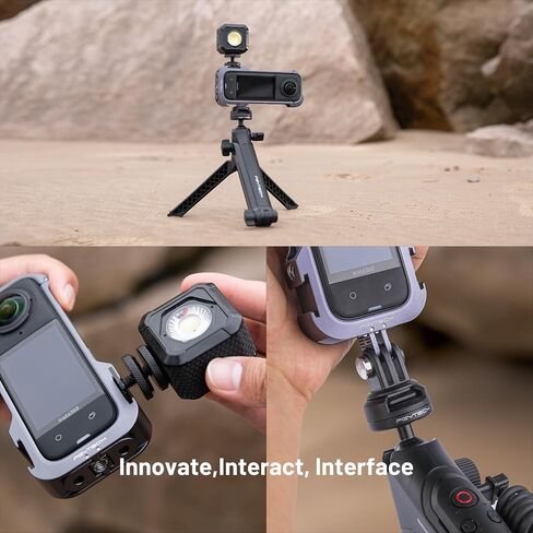 PGYTECH Aluminum Camera Cage for Insta360 X4, Protective Case with Silicone Lens Cover, Rig Housing Frame with 1/4" Threads, Cold Shoe Mount for GoPro and Other Action Camera Accessories in Saudi Arabia