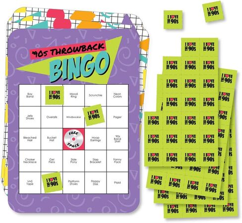 Big Dot of Happiness 90’s Throwback - Bar Bingo Cards and Markers - 1990s Party Bingo Game - Set of 18 in Saudi Arabia