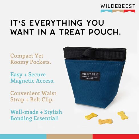 Wildebeest Dog Treat Pouch, Dog Treat Bag, Dog Training Treat Pouch, Dog Travel Bag, Pet Treat Pouch, Magnetic Closure, 2 Water-Resistant Compartments, Detachable Waist Strap & Belt Clip (Olive) in Saudi Arabia