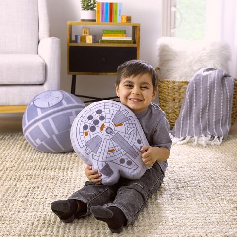 Star Wars Millennium Falcon Shaped Gray and White Plush Toddler Pillow in Saudi Arabia