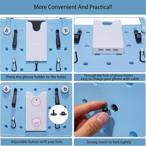 Phone Holder with 4 Hook for Bogg Bag, Compatible with Original Bogg Bag, Universal ABS Plastic Cell Phone Case Holder Accessories for Bogg Bag, Key Chain Hook Accessories for Bogg Bags- White in Saudi Arabia