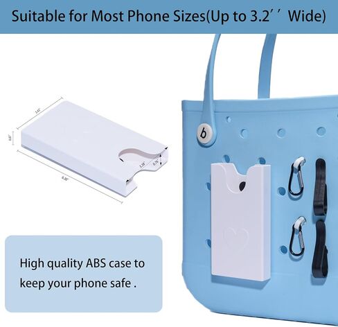 Phone Holder with 4 Hook for Bogg Bag, Compatible with Original Bogg Bag, Universal ABS Plastic Cell Phone Case Holder Accessories for Bogg Bag, Key Chain Hook Accessories for Bogg Bags- White in Saudi Arabia