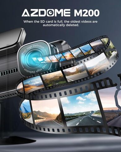 كاميرا داش AZDOME WiFi 1080P FHD للسيارات، كاميرا أمامية بزاوية عريضة 150 درجة، كاميرا سيارة في وضع ركن السيارة 24 ساعة مع تطبيق G-Sensor رؤية ليلية للتسجيل، تدعم 128 جيجابايت كحد أقصى، سهلة التركيب، أسود in Kuwait