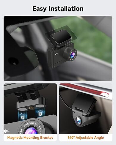 كاميرا WOLFBOX D07 Pro Dash Cam أمامية وخلفية، كاميرا سيارة 4K مع GPS WiFi، بطاقة مجانية 32 جيجابايت، كاميرا داش مزدوجة 2160P UHD للسيارات، Dashcam مع شاشة LCD 2.45 بوصة، رؤية ليلية فائقة، شاشات وقوف السيارات، تسجيل حلقي in Kuwait