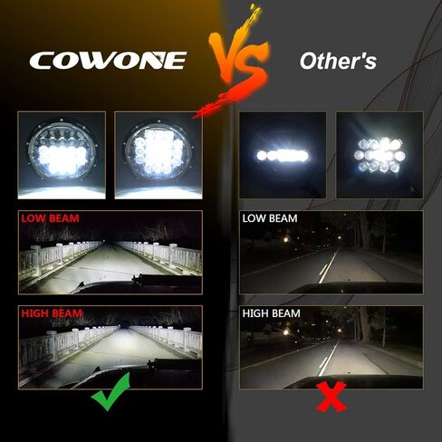 COWONE 7 بوصة مستديرة 5D 130 واط LED مصباح أمامي لجهاز الإسقاط مع DRL متوافق مع جيب رانجلر JK TJ LJ CJ للدراجات النارية in Saudi Arabia