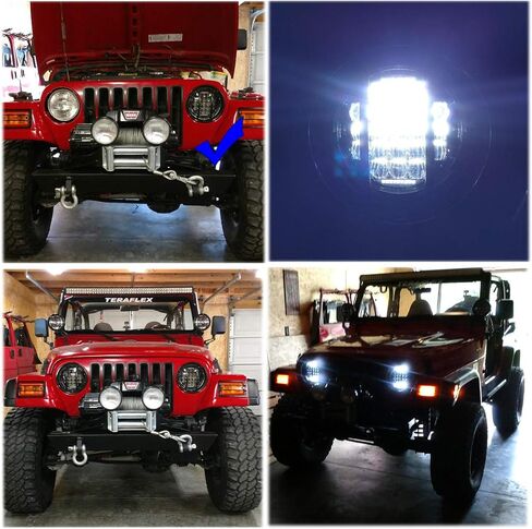 COWONE 7 بوصة مستديرة 5D 130 واط LED مصباح أمامي لجهاز الإسقاط مع DRL متوافق مع جيب رانجلر JK TJ LJ CJ للدراجات النارية in Saudi Arabia