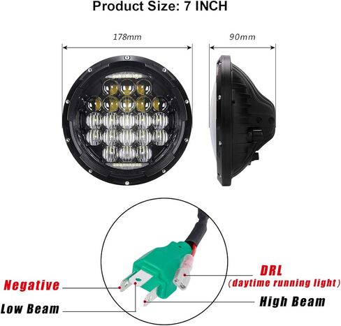 COWONE 7 بوصة مستديرة 5D 130 واط LED مصباح أمامي لجهاز الإسقاط مع DRL متوافق مع جيب رانجلر JK TJ LJ CJ للدراجات النارية in Saudi Arabia