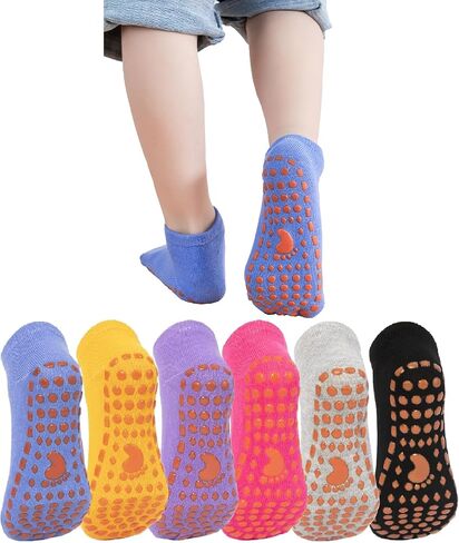 6 أزواج من الجوارب غير القابلة للانزلاق للأطفال، جوارب مضادة للانزلاق للكاحل، جوارب للأطفال للأولاد والبنات (صغير) in Kuwait
