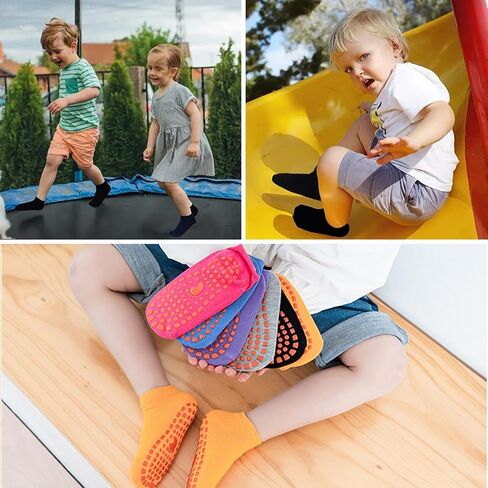 6 أزواج من الجوارب غير القابلة للانزلاق للأطفال، جوارب مضادة للانزلاق للكاحل، جوارب للأطفال للأولاد والبنات (صغير) in Kuwait